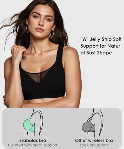 Brabalas Wireless Bras for Women (34C-42DD), Extremely Comfortable Seamless Bra Mesh Bralettes Adjustable Straps Everyday Bra