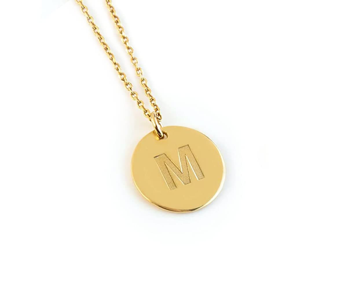 Elegant Jewel Box - Takis Pavlopoulos & Kiriakos GiannopoulosElegant jewel box DUTY-FREE Small Initial disc necklace in solid Gold 9k, 14k, & 18k, Personalized letter disc necklace, Custom Disc pendant, Initial charm, Bridesmaid gift, 11.5mm bull