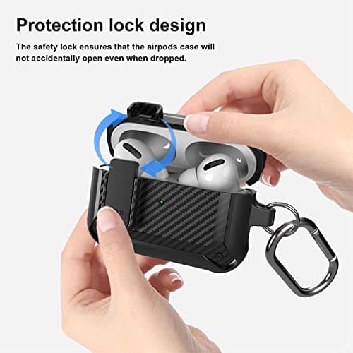 Lopnord for AirPods Pro 2nd Generation Case with Lock, Compatible with AirPods Pro 2nd/1st Gen (2023/2022/2019), Compatible for AirPod Pro Case with Keychain, Shockproof Case Cover for iPod Pro Case