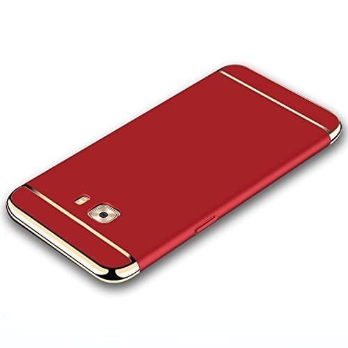 STYLUSH *3-in-1 Shockproof* Dual Layer Thin Back Cover Case for Samsung Galaxy J5 Prime (RED/Gold)