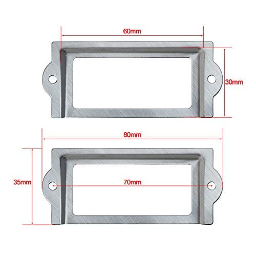Bluecell 20pcs 80 x 35mm Silver Color Metal Office File Cabinet Shelves Drawer Name Card Label Holder Frames with Screws