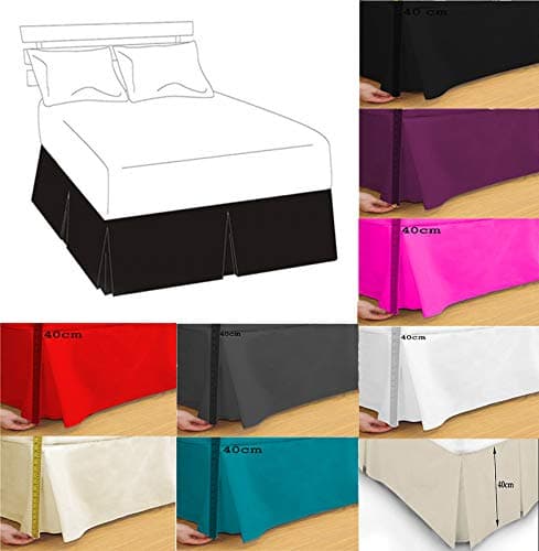 Looms and LeavesL&S EASY CARE PECALE PLAIN DYED PLEATED POLY COTTON PLATFORM BASE VALANCE SHEETS BOX PLEATED (CREAM, SINGLE)