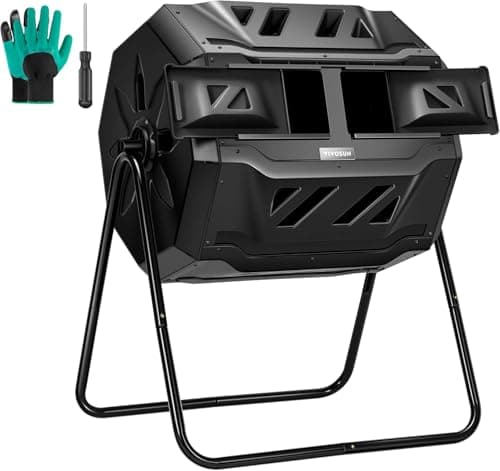 VIVOSUN Tumbling Composter Dual Rotating Batch Compost Bin 43 Gallon Black