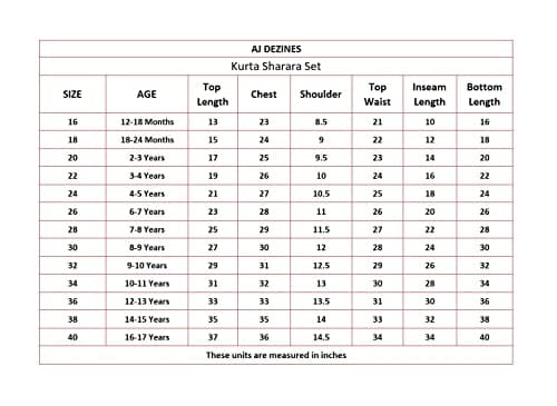 AJ DEZINES Kids Ethnic Wear Georgette Motif Printed Kurta Sharara Set for Girls