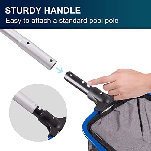 POOLAZA Ultra Fine Mesh Pool Skimmer Net with Aluminum Frame, Aluminum Pool Net for Cleaning Efficiently, Durable Pool Skimmer Net Fine Mesh Ideal for Fine Debris Removal, Fine Mesh Pool Net Skimmer