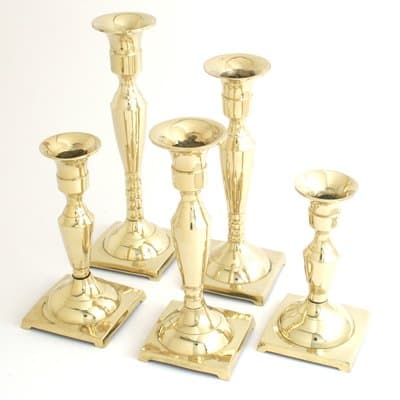 Brass Graduated Candlestick Holders - Taper Candle Holder for Candlesticks - Gold Brass Vintage Candle Stick Holder - Candelabra Candle Holder for Fireplace Mantle or Dining Room. - Set of 5