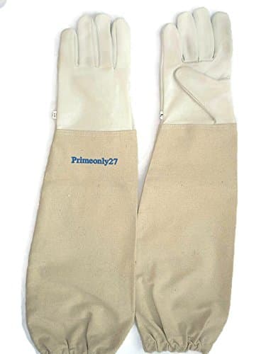 Primeonly27 Goat skin leather gloves with canvas cuff (Small)