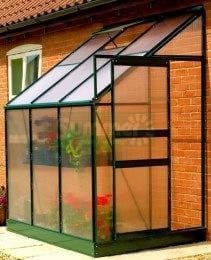 Summer Garden Buildings 6X4 Lean To Greenhouse 04 - Free Base, Green Aluminium, Polycarbonate …