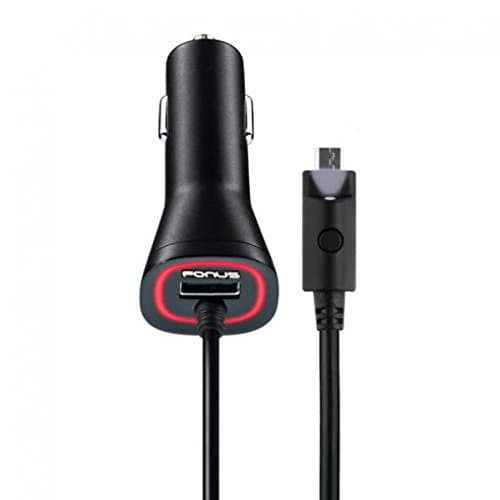 Compatible with DuraForce Pro - 3.1Amp Rapid Car DC Charger Power Adapter w USB Port Micro USB Coiled Cable Touch Activated LED Light Black for Kyocera DuraForce Pro