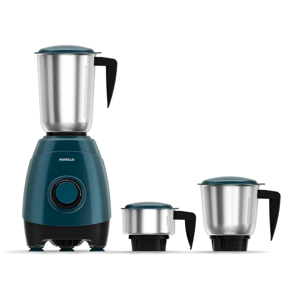 ESO 750 Watt Mixer Grinder | 3 Stainless Steel Jars with Handles | 304 Rust-Resistant SS Blades | 21000 RPM High-Speed Motor | 5-Year Motor Warranty | Heavy-Duty Mixie (Teal)