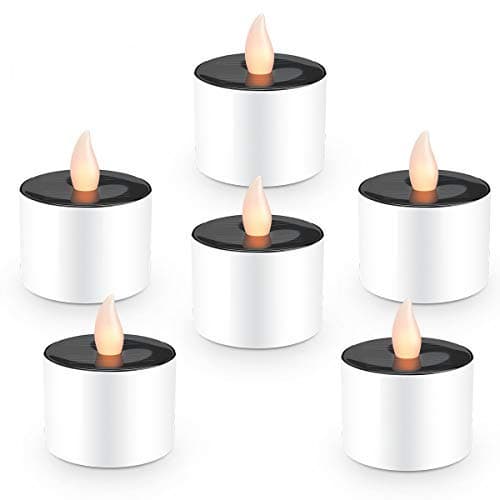 Solar Candles Flameless Rechargeable Candles LED Tea Lights Candles Battery Operated Upgraded Solar Power Waterproof Warm White Candle Set of 6 for Home Bar Bedroom Living Room Garden Outdoor Indoor