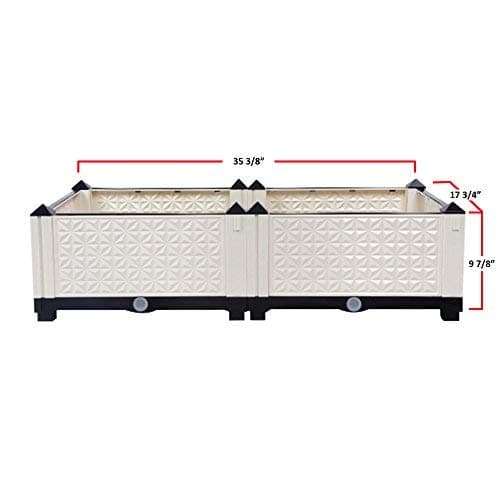 Vegetable and Flower Garden Bed w/Drainer I Weather-Resistant Safe Plastic Indoor & Outdoor Gardening Planter Box for Patio/Deck (Black & White)