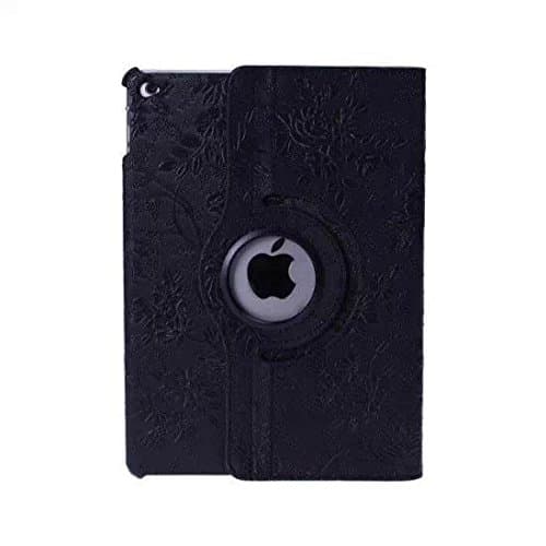 SingPad iPad Air 2 Case- Stylish Embossed Flowers Painting Case 360 Degree Rotating Stand Smart Cover PU Leather Case Multi-angle Vertical and Horizontal Stand for Apple iPad Air 2 (iPad 6) 2014 Model,- Smart Cover Auto Wake / Sleep Feature+Screen Protector (Black)