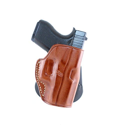 Premium Leather OWB Paddle Holster with Open Top Fits, Glock 43 with Out Rail Subcompact 9mm, Right Hand Draw, Brown Color/Black Color #1107#