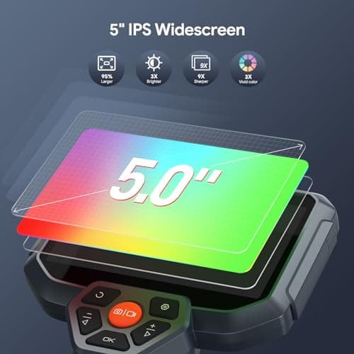 DEPSTECH Upgraded 5'' IPS Endoscope Camera with Light, 1080P HD Borescope for Sewer Inspection, Waterproof Drain Pipe Plumbing Camera, Cool Tech Gadgets for Men