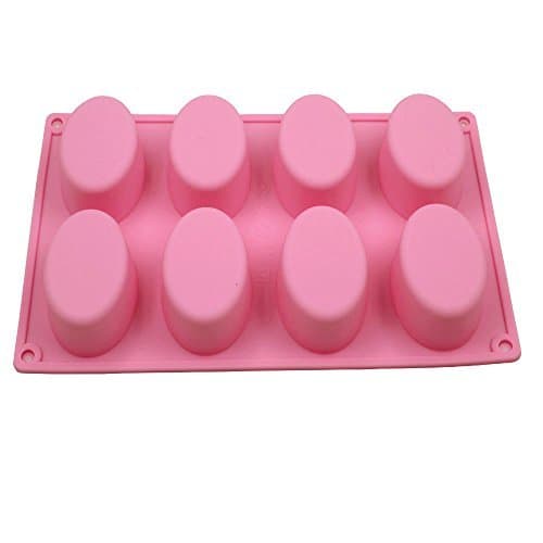 8 Cavity Silicone Oval Muffin Pan Soap Mold Cake Mold Chocolate Biscuit Mold Large Ice cube Tray Muffine silicone Mold, Set of 2 packs