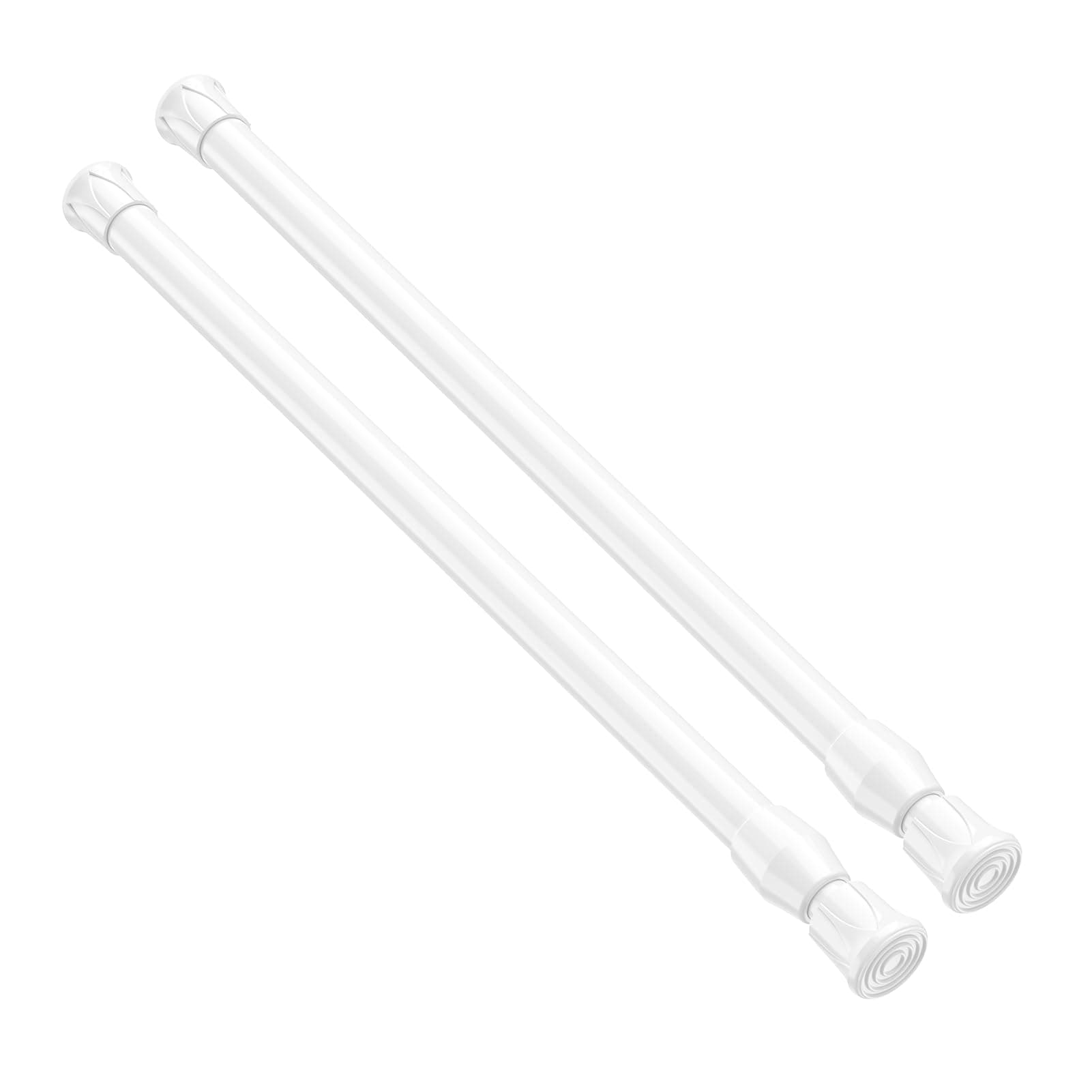 2-Pack Spring Tension Rod, Adjustable 17-28 Inches, No Drilling White Small Tension Rod Ideal for Small Windows, Lockers, Kitchen & Wardrobes