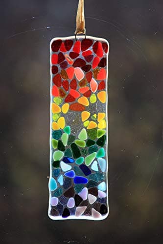 Handmade Fused Glass Rainbow Sun catcher in a gift box