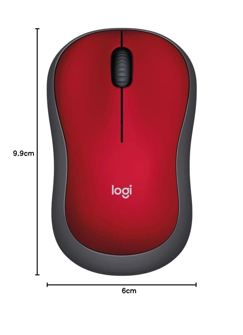 Logitech M185 Wireless Optical Mouse 2.4 GHz, Red (910-003635)