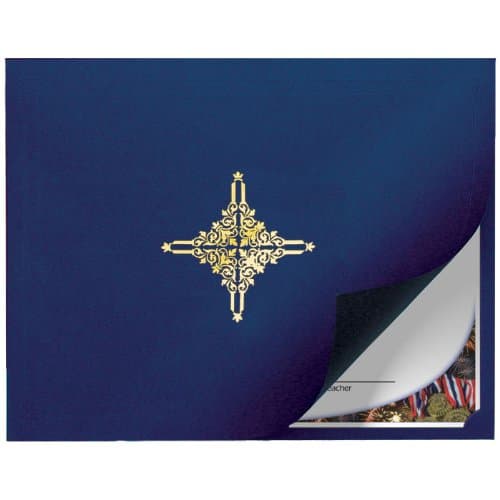 Jones School Supply - Navy Linen Folder with Gold Star - Set of 50 Academic Certificate Holders
