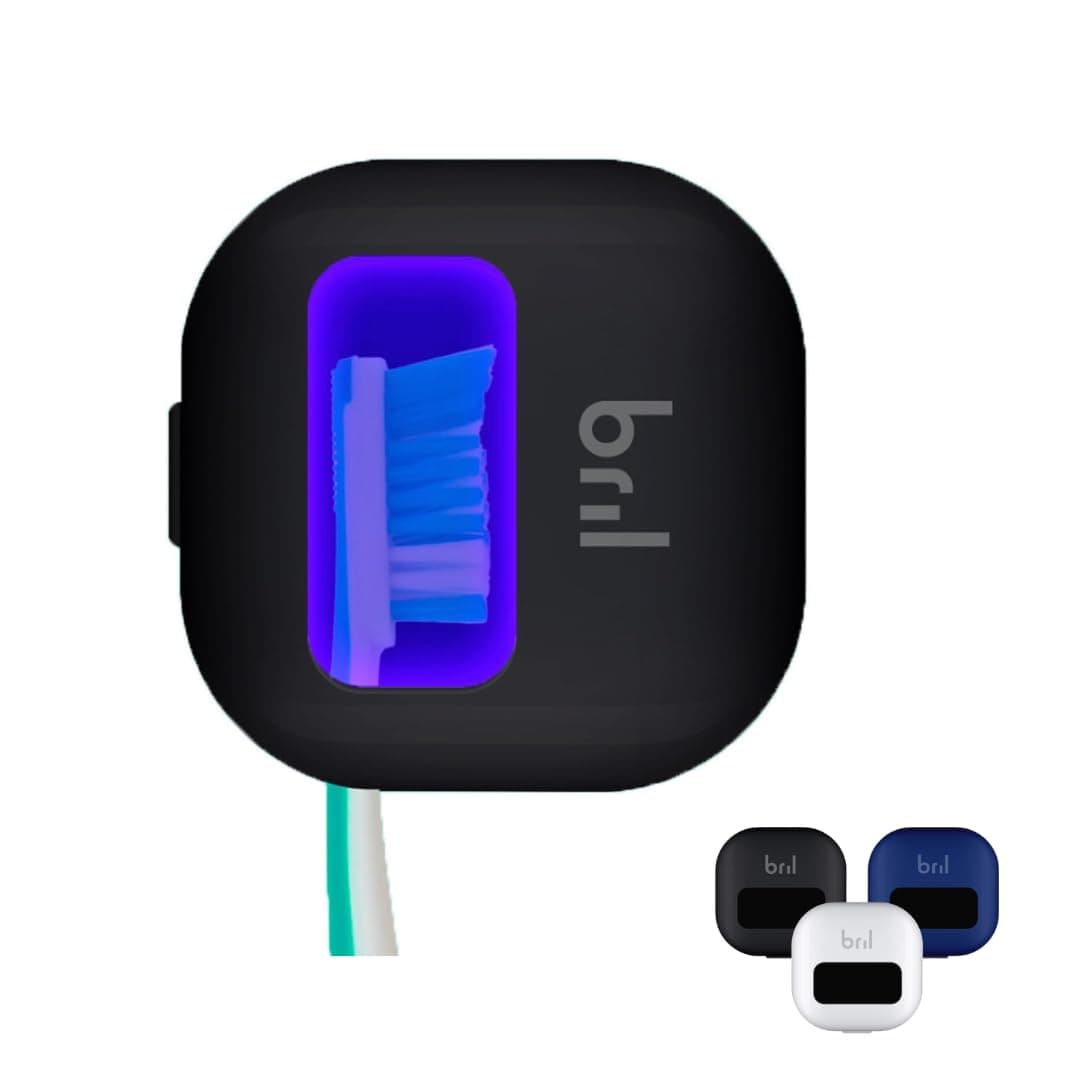 Bril UV-C Toothbrush Sanitizer and Holder, Portable Cleaner, Travel Cover, Magnetic Holder, and Rechargeable Case for Any Size Toothbrush, Black