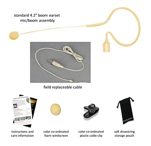 BED4Sc-EV Earset Headset Microphone with Replaceable Cable suit ELECTRO-VOICE/TELEX Bodypack Transmitters - single ear hook - lightweight - Cream - TA3F mini 3 pin XLR plug - 1 Year Warranty
