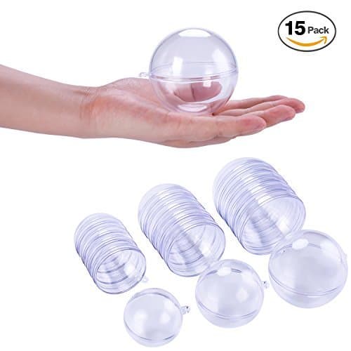 Fiery Youth DIY Clear Plastic Bath Bomb Mold with 3 Size 15 Set 30 Pieces ✮ Clear Plastic Christmas Ball Ornaments ✮ Mix Your Own Recipes ✮ Easy to Make Perfect Bath Bomb for Gift