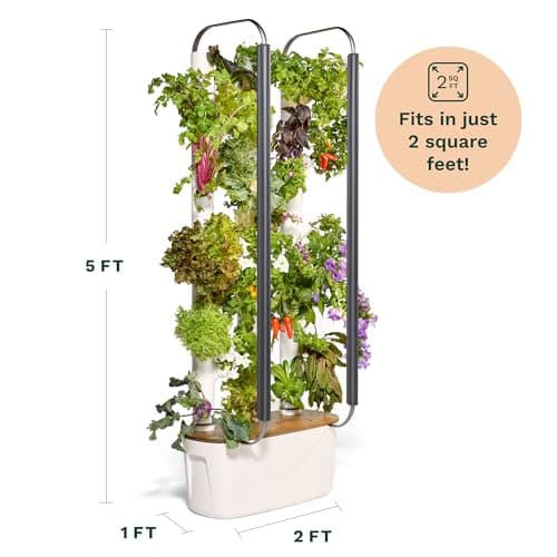 Gardyn 4.0 Vertical Hydroponics Growing System Kit - 30 Non-GMO Plants, Herbs, Vegetables - Smart Tower Garden - Hydroponic Herb Garden Planter Indoor Kit - Indoor Gardening System w/LED Grow Lights