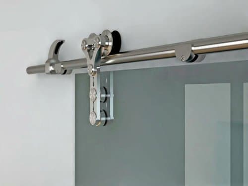 TMS 6.6' European Modern Satin Stainless Steel Sliding Barn Glass Door Hardware Set