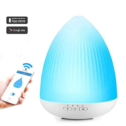 300ml Aroma Essential Oil Diffuser Compatible with Alexa Portable Ultrasonic Diffusers Cool Mist Humidifier with 7 Colors LED Lights and Waterless Auto Shut-off for Home Office(White)
