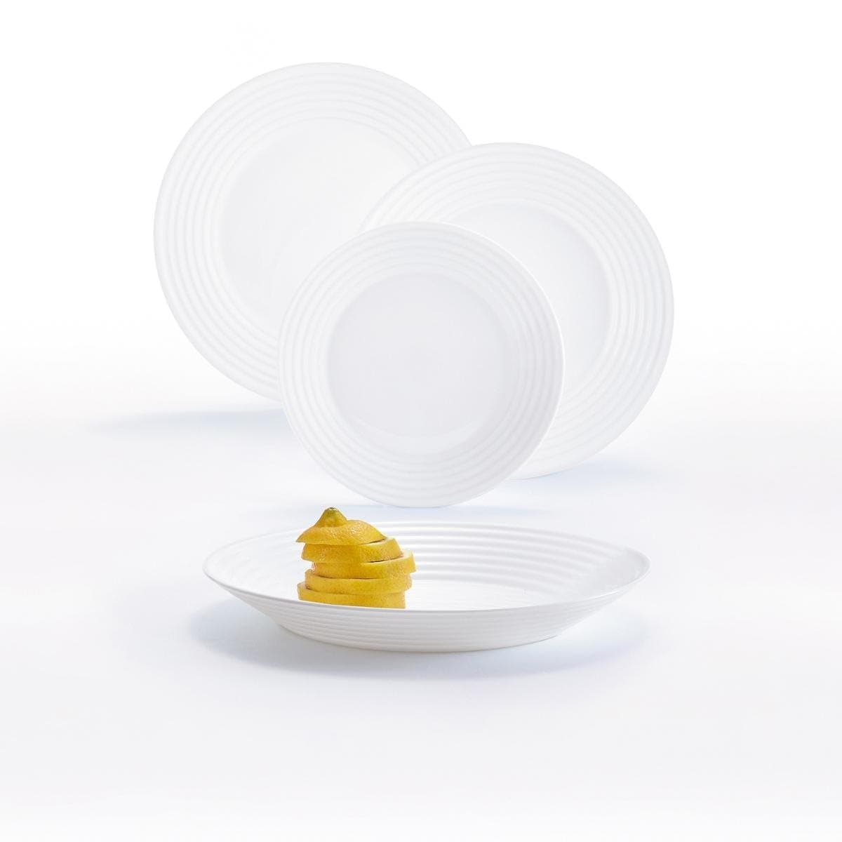 ARC Harena Extra Resistant Opal Glass Dinnerware Set for 6 People, 18 Pieces, 100% Hygienic, White