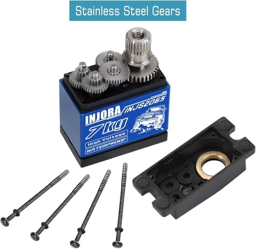 INJORA 7KG Servo INJS2065 with Bracket and Servo Horn for TRX4M 1/18 RC crawler Upgrade Parts, Waterproof with High Torque