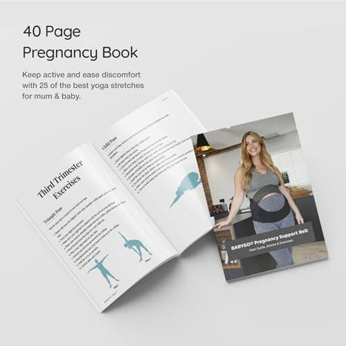 BABYGO® 4 in 1 Pregnancy Support Belt Maternity & Postpartum Band - Relieve Back, Pelvic, Hip Pain, SPD & PGP >> inc 40 Page Pregnancy Book for Birth Preparation, Labour & Recovery XXL Black