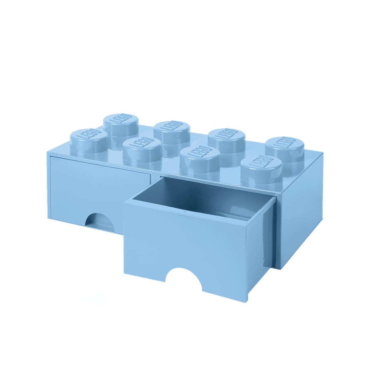 Lego Brick 8 Knobs, 2 Drawers, Stackable Storage Box, 9.4 l, Light Blue, 50 x 25 x 18 cm