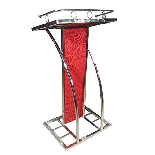 Podium Lectern (Lecture Stand) Presentation Dias Stand for Offices, School, Church, Public Speech & Conferences. Made-up Stainless - Steel Color Royal Red - Height 4 FT X 1.5 FT Width.