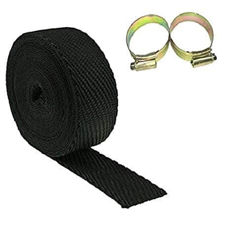 Supremechoice Bike Bullet Slinecer Wrap With Clamp Heat Shield Bike Exhaust Silencer Wrap 3 Meter Black for Royal Enfield Bullet 350 Twin Spark