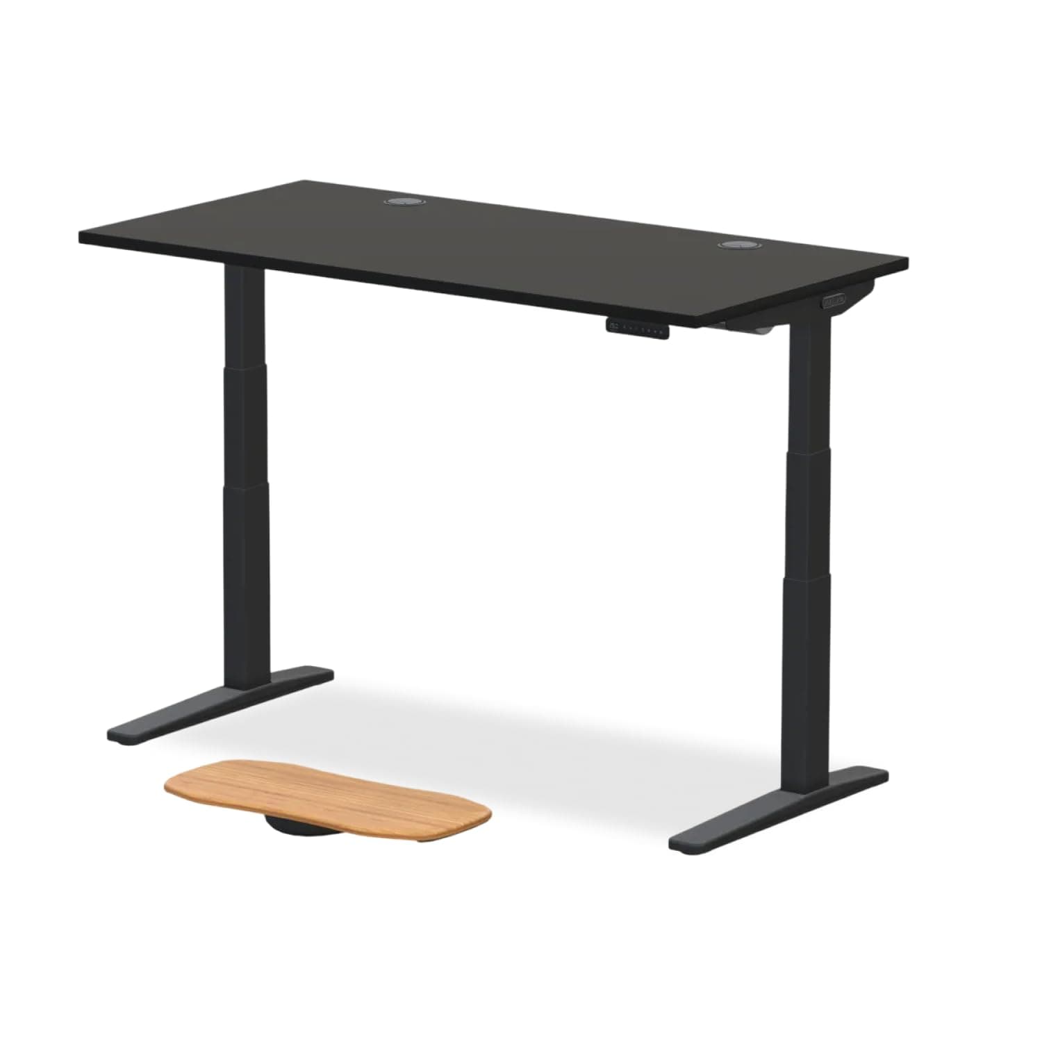 V3 2-Leg Black Laminate Wood Standing Desk – Adjustable Height, Advanced 1-Touch Memory Keypad, Under Desk Cable Management, Wire Grommets & Rocker Board (Black C-Frame, 60 x 30 inch)