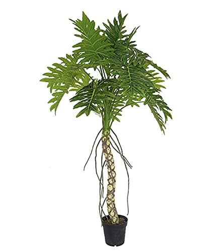 AMERIQUE Exotic and Rare 7' Tropical Philodendron Schott Arecaceae Tree Artificial Silk Plant with UV Protection, with Nursery Plastic Pot, Feel Real Technology, Super Quality, 7 Feet, Green