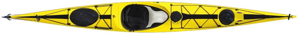 Wind Solo Composite HD Rudder/Skeg Sit-in Sea/Touring Kayak, Yellow/Black/White