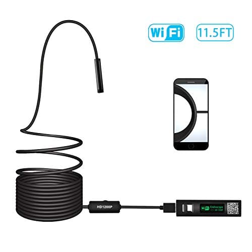 Wireless Borescopes AUERTU USB Microscope 1200MP HD Semi-Rigid Wireless Endoscope Inspection Camera with 6 Adjustable Led Lights for Industrial & Scientific, IP68 Waterproof for Android & IOS-11.5FT …