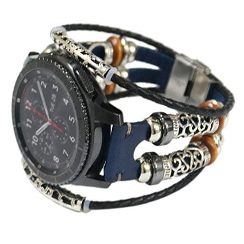 Fit for Samsung Galaxy Watch Active 2 40mm/ 44mm Watch Bands, 20mm Feminine Leather Replacement Band Straps Wristbands Fit for Garmin Forerunner 245 Music for Women Men (Blue)