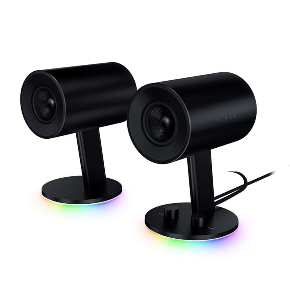 Razer Nommo Chroma: Custom Woven 3" Glass Fiber Drivers - Rear-Facing Bass Ports - Bass Knob w/Automatic Gain Control - Razer Chroma Enabled - Full Range 2.0 PC Gaming Speakers, Black