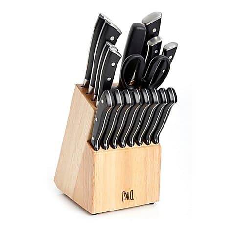 SALT Forged Triple Rivet 18-Piece Cutlery Set in Black | Tapered edged make cooking easy