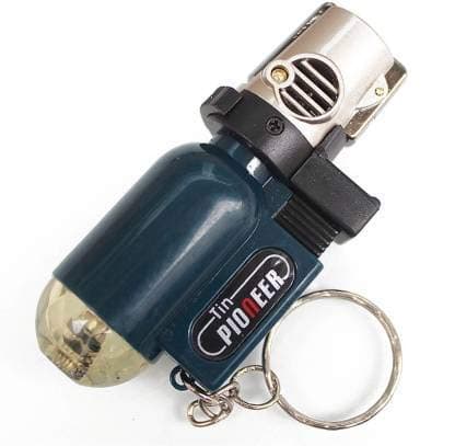 Pioneer Blow Torch Jet Flame Windproof Pocket Lighter with Keychain I Durable Body & Refillable from Butane Lighter Gas I Best for Camping & Outdoor uses (Blue)
