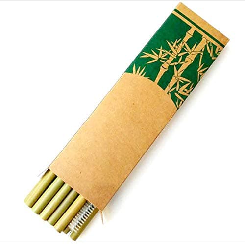 Aacara Natural Bamboo Reusable Straws (Pack of 8) | Eco Friendly, Sustainable, Organic, Biodegradable|With Straw Cleaner |Green 19cm Length