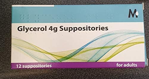 Glycerin (Glycerol) Suppositories 4g Adult – Pack of 12 – Gentle Relief from Occasional Constipation