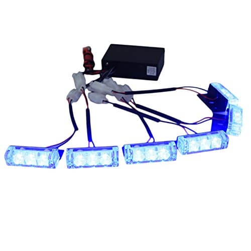 XKTTSUEERCRR 18LED 3 Flashing Modes Vehicle Windshield Dash Deck Grille Strobe Flash Emergency Warning Strobe Light Bar For Truck, Law Enforcement, Police, Firefighter, EMS, Ambulance (Blue)