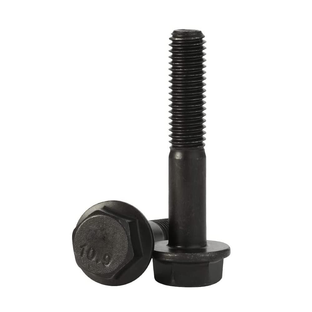 Mellewell M10 x 80mm Flanged Hex Head Bolts Flange Hexagon Screws, Half Thread, Alloy Steel, Black Oxide Finish, Quantity 6