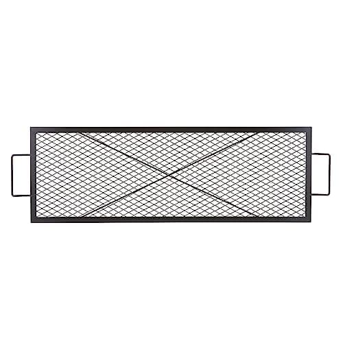 VEVOR X-Marks Fire Pit Grill Grate, Rectangle Cooking Grate, Heavy Duty Steel Campfire BBQ Grill Grid with Handle & Support X Wire, Portable Camping Cookware for Outside Party Gathering, 32 Inch Black