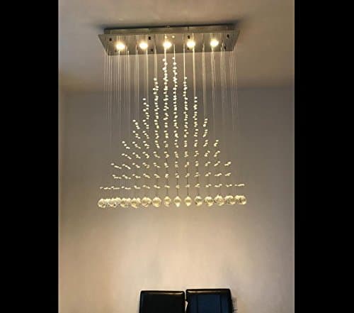 Ella Fashion® Flush Mount Modern Crystal Rain Drop Chandelier Lighting Bathroom Ceiling Light Fixtures Pendant Lamp for Living Dining Room Foyer Bedroom Hallway Entry
